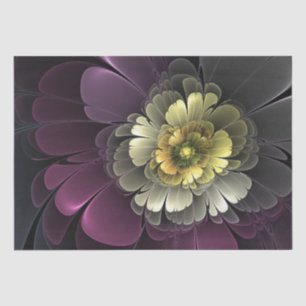 Abstrakte moderne Purpur-Khaki-Grau-Fraktal-Blume Seidenpapier