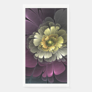 Abstrakte moderne Purpur-Khaki-Grau-Fraktal-Blume Serviette