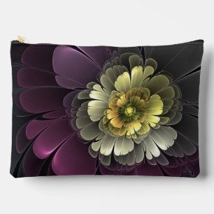 Abstrakte moderne Purpur Khaki Grau Fraktal-Blume Zubehörtasche