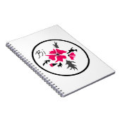 Abstrakte, moderne rosa Blume graue Blätter drucke Notizblock (Rechte Seite)