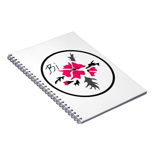 Abstrakte, moderne rosa Blume graue Blätter drucke Notizblock (Rechte Seite)