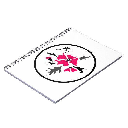 Abstrakte, moderne rosa Blume graue Blätter drucke Notizblock (Linke Seite)