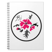 Abstrakte, moderne rosa Blume graue Blätter drucke Notizblock (Vorderseite)