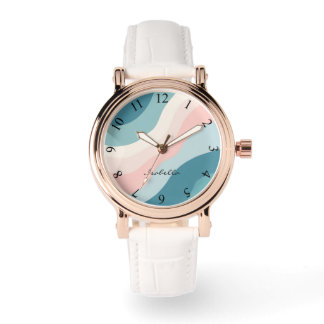 Abstrakte moderne rosafarbene Minz-Kollektion Armbanduhr