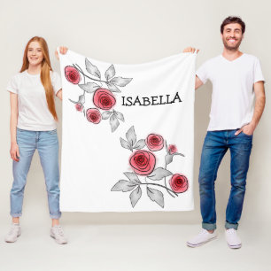 Abstrakte moderne Rose Blume Rot-Graublüte Fleecedecke