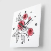 Abstrakte moderne Rose Blume Rot-Graublüte Quadratische Wanduhr (Winkel)