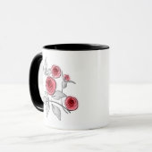 Abstrakte moderne Rose Blume Rot-Graublüte Tasse (Vorderseite Links)