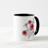 Abstrakte moderne Rose Blume Rot-Graublüte Tasse (VorderseiteRechts)