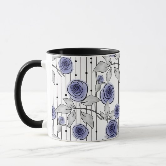 Abstrakte moderne Rose Blume violett-grau weiß sei Tasse (Links)