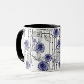 Abstrakte moderne Rose Blume violett-grau weiß sei Tasse (Vorderseite Links)