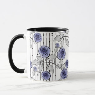 Abstrakte moderne Rosen Blumen violett grau weiß s Tasse