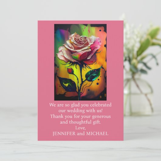 Abstrakte moderne Rosen Danke Karte (Stehend Vorderseite)