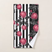 Abstrakte moderne rote Rosen Blätter skizzierten B Badhandtuch Set (Handtuch)