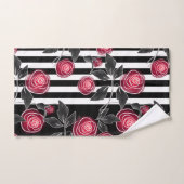Abstrakte moderne rote Rosen Blätter skizzierten B Badhandtuch Set (Handtuch)