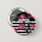 Abstrakte moderne rote Rosen Blätter skizzierten B Button (Vorne & Hinten)