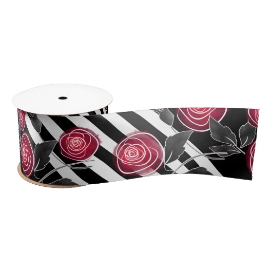 Abstrakte moderne rote Rosen Blume mit Blumenmotiv Satinband (Spule)