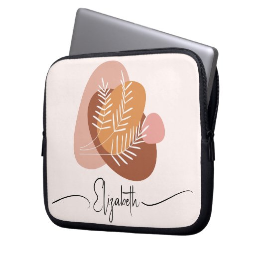 Abstrakte moderne, schlichte Blätter Laptopschutzhülle (Vorderseite Links)