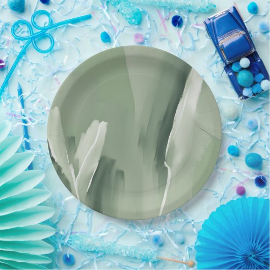 Abstrakte, moderne, schlichte Farbe Grün Pappteller (Party)