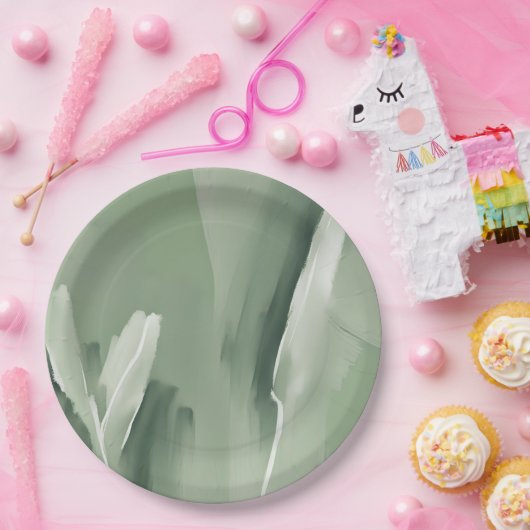 Abstrakte, moderne, schlichte Farbe Grün Pappteller (Party)