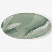 Abstrakte, moderne, schlichte Farbe Grün Pappteller (Schrägansicht)