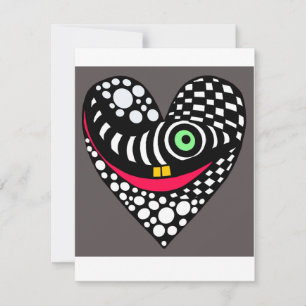 Abstrakte, moderne, schwarz-graue Herzkarte Feiertagskarte