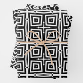 Abstrakte moderne Schwarz-Weiß-Geometrie-Muster Geschenkpapier Set (Beispiel)