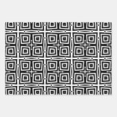 Abstrakte moderne Schwarz-Weiß-Geometrie-Muster Geschenkpapier Set (Vorderseite)