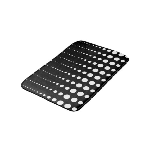 Abstrakte moderne, Schwarz-weiße Linien dots cir Badematte (Schrägansicht)