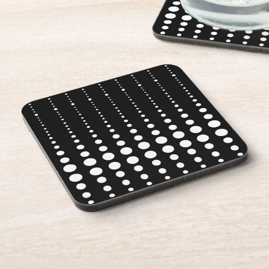 Abstrakte moderne, Schwarz-weiße Linien dots cir Getränkeuntersetzer (Linke Seite)
