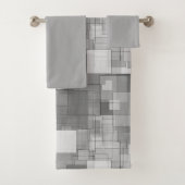 Abstrakte, moderne Silberplätze Badhandtuch Set (Insitu)