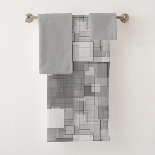 Abstrakte, moderne Silberplätze Badhandtuch Set (Insitu)