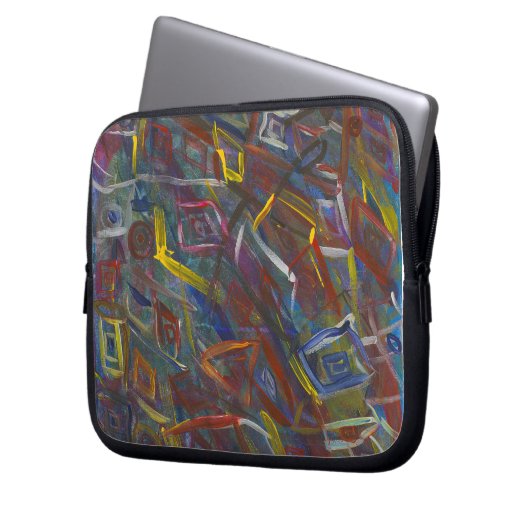 Abstrakte, moderne "Squares"-Notebookschlämme Laptopschutzhülle (Vorderseite Links)