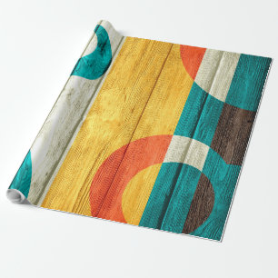 Abstrakte moderne Streifen Pastellholz Geschenkpapier