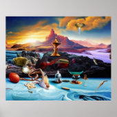 Abstrakte, moderne surreale Küstenlandschaft Poster (Vorne)