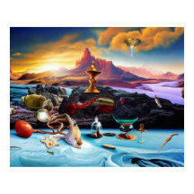 Abstrakte, moderne surreale Küstenlandschaft