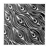 Abstrakte moderne, trendige Feder Schwarz-weiß dru Fliese (Vorderseite)