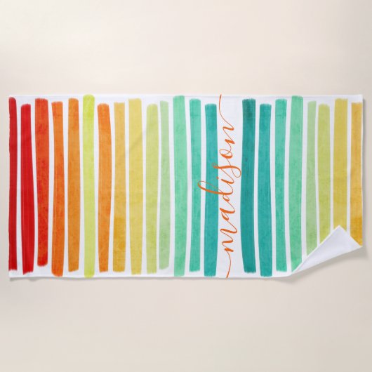 Abstrakte moderne tropische Farben Pinselstriche N Strandtuch (Vorderseite)