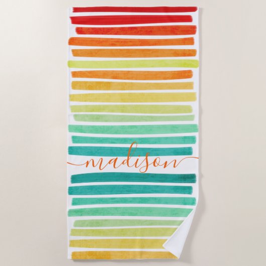 Abstrakte moderne tropische Farben Pinselstriche N Strandtuch (Vorderseite)