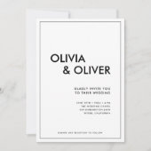 Abstrakte moderne Typografie Schwarz/Weiß Einladung (Vorderseite)