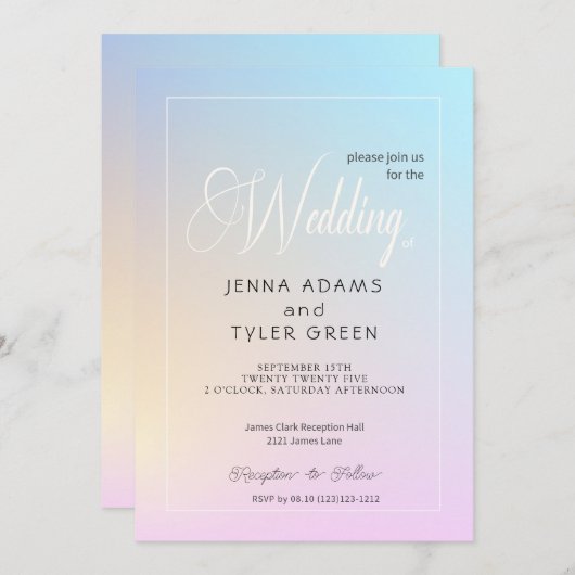 Abstrakte, moderne und farbenfrohe Pastell Gradien Einladung (Vorne/Hinten)