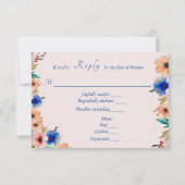 Abstrakte, moderne und florale Hochzeit mit Aquare RSVP Karte (Rückseite)