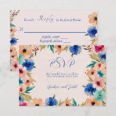 Abstrakte, moderne und florale Hochzeit mit Aquare RSVP Karte (Vorne/Hinten)