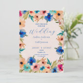 Abstrakte, moderne und florale Hochzeit mit Aquare Save The Date (Stehend Vorderseite)