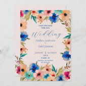 Abstrakte, moderne und florale Hochzeit mit Aquare Save The Date (Vorne/Hinten)