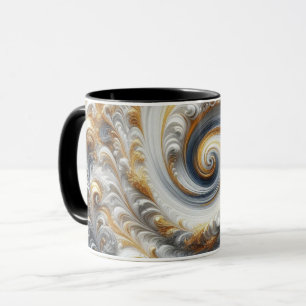 Abstrakte moderne wirbelnde Gold-, Schwarz- und We Tasse