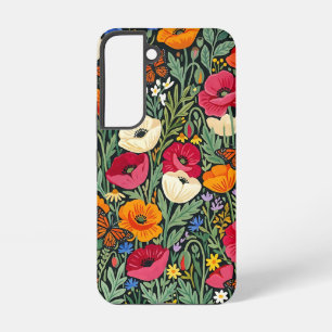 Abstrakte Mohnblumen-Garten-Schmetterlinge Samsung Galaxy Hülle
