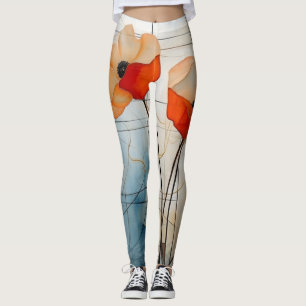 Abstrakte Mohnblumen in modernem geometrischen Sti Leggings
