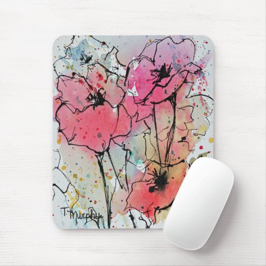 Abstrakte Mohnblumen in rosa Mousepad (Mit Mouse)