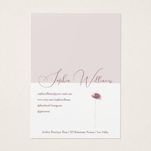 Abstrakte Mohnerring Schmuckkarte (Rückseite)