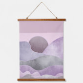 Abstrakte Mondgebirge Lavender Gray Wandteppich Mit Holzrahmen (Vorderseite)